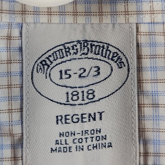 Brooks Brothers Non-Iron 15 2/3 Blue Check Cotton Regent Men Shirt Long Sleeve - Picture 10 of 16